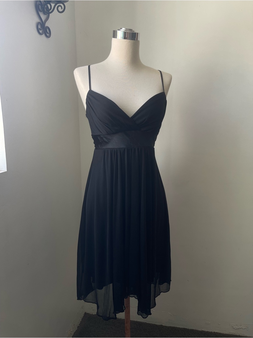 Vintage Frederick's of Hollywood Black Spaghetti-Strap Mini Dress